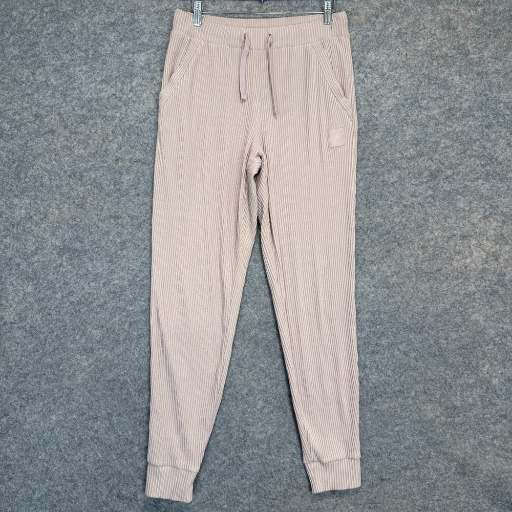 Alo Yoga Muse Knit Ribbed Sweatpants Joggers Womens Medium Light Pink‎ Stretch